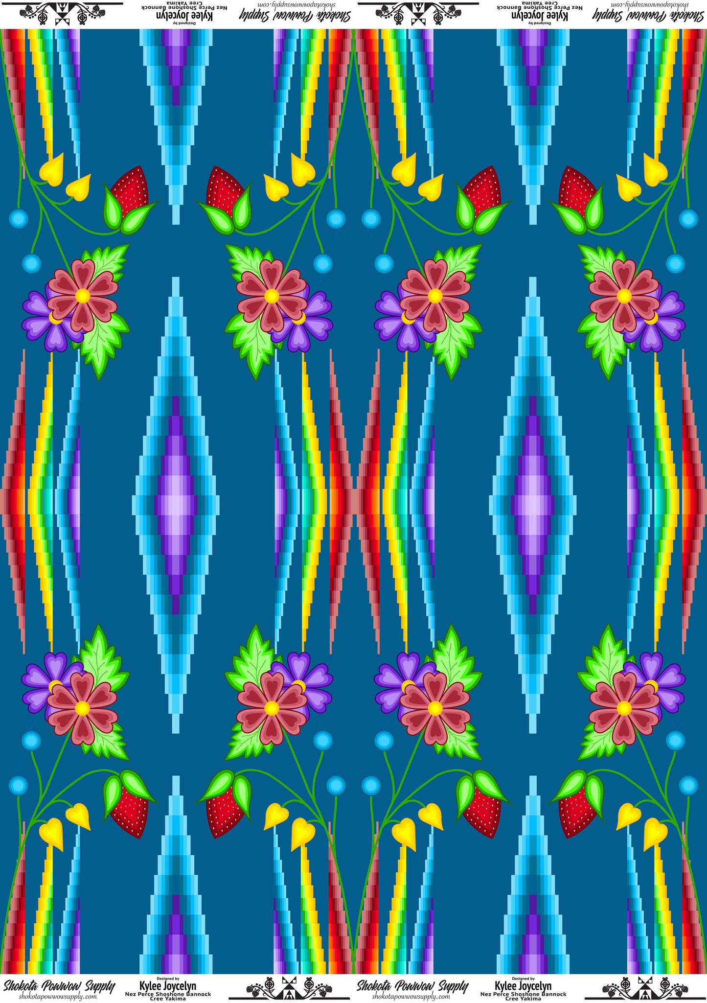 Rainbow Geometric Cotton Fabric by Kylee Joycelyn for Shokota Pow-wow Supply