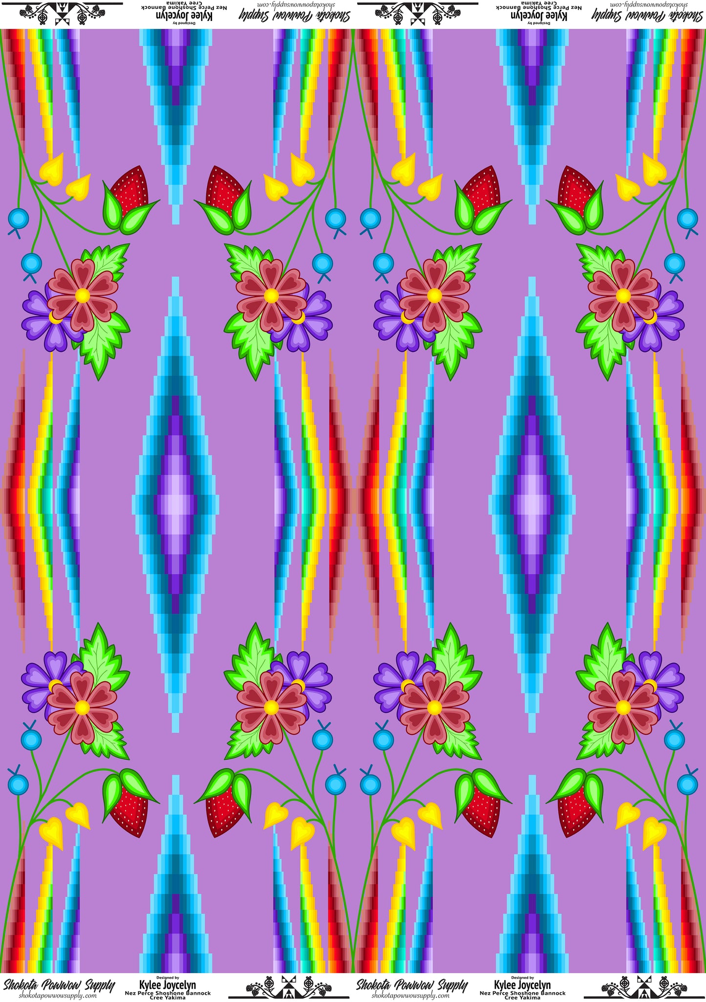 Rainbow Geometric Cotton Fabric by Kylee Joycelyn for Shokota Pow-wow Supply