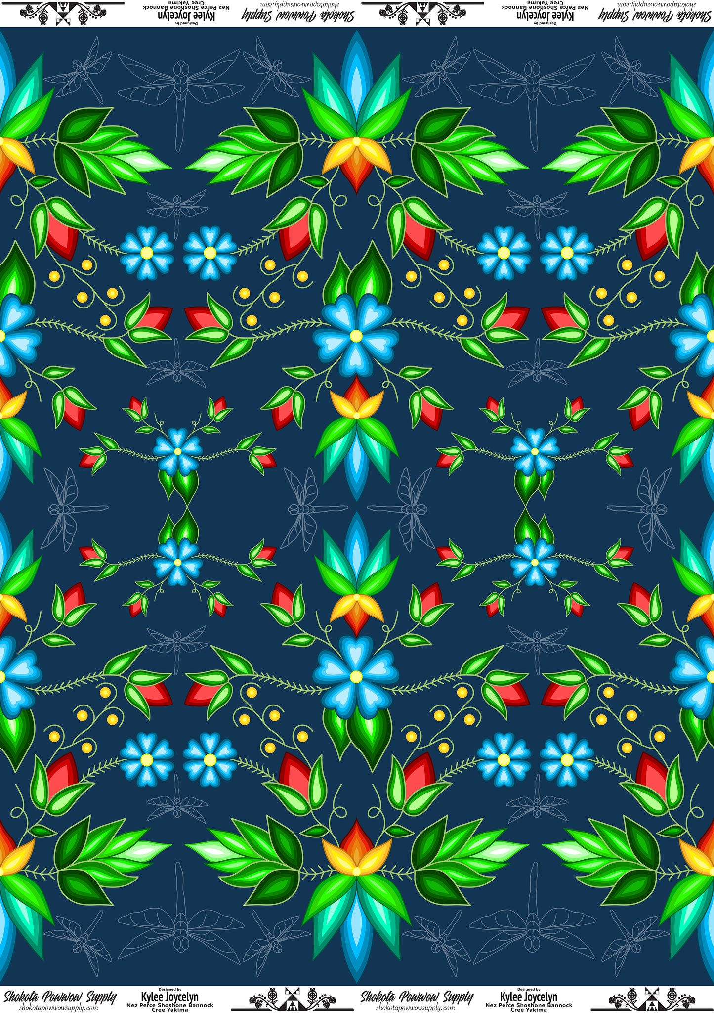 Sunset Strawberry Cotton Fabric by Kylee Joycelyn for Shokota Pow-wow Supply