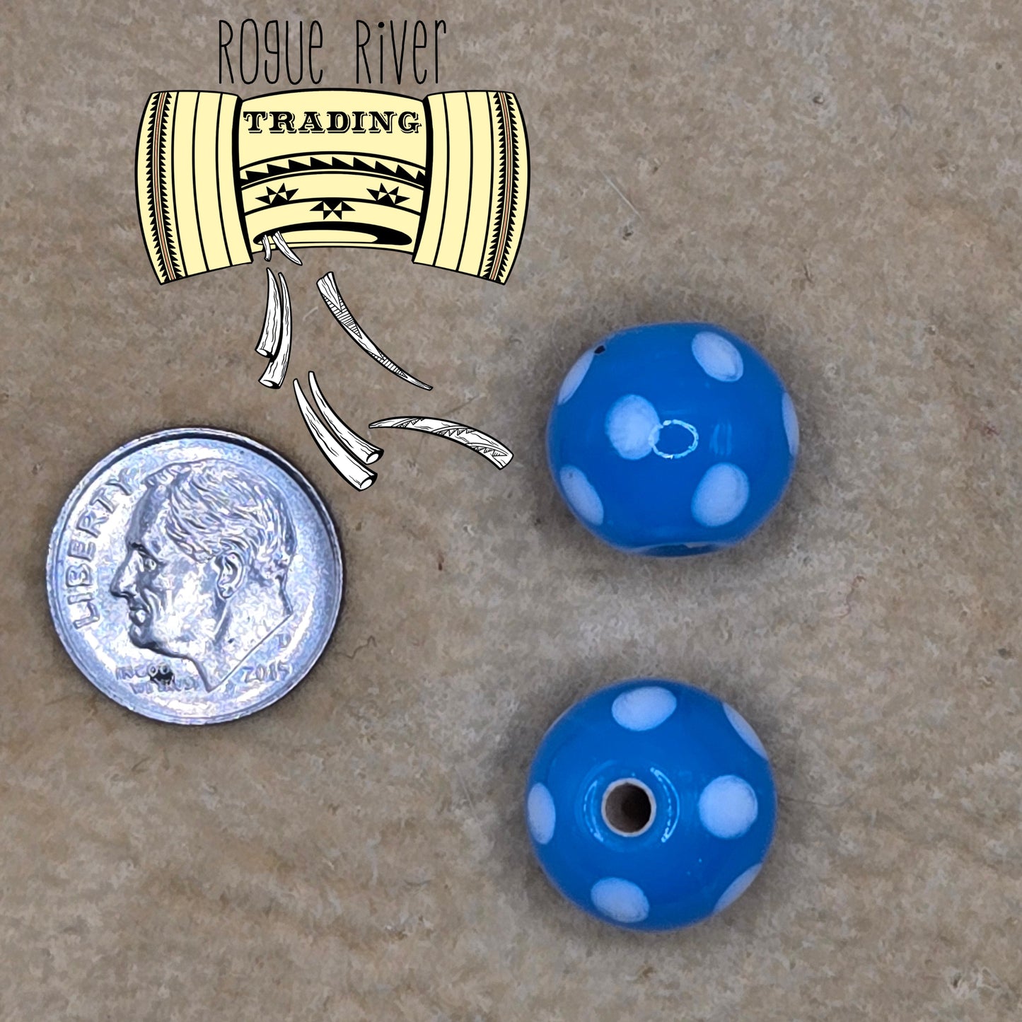 Greasy Blue skunk "eye bead" Round 12mm (10 count)