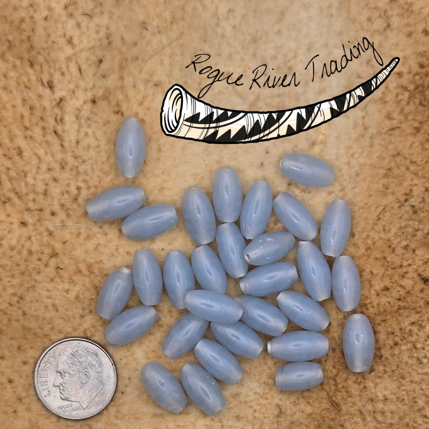 Powder Blue Barley Corn Bead ~11x7mm (30 count)