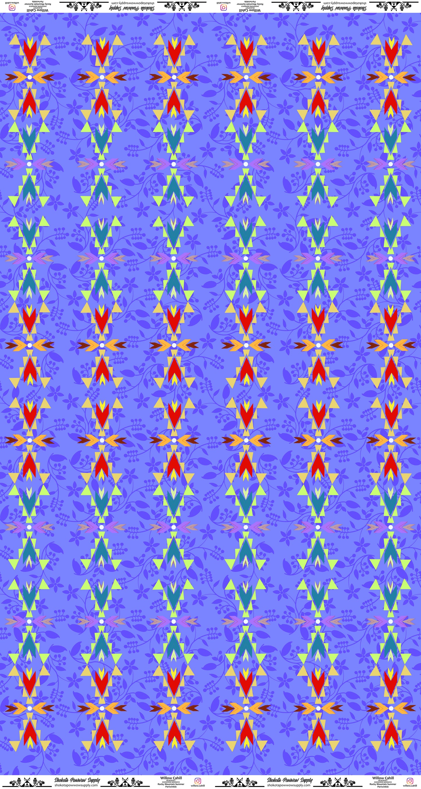 Rocky Mountain Summer Cotton Fabric by Wllow-cahill Kipp for Shokota Pow-Wow Supply