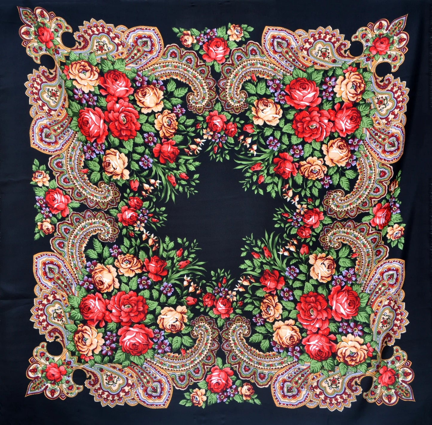 Ukraine Style Scarves Floral w/ Fringe (30"x30")
