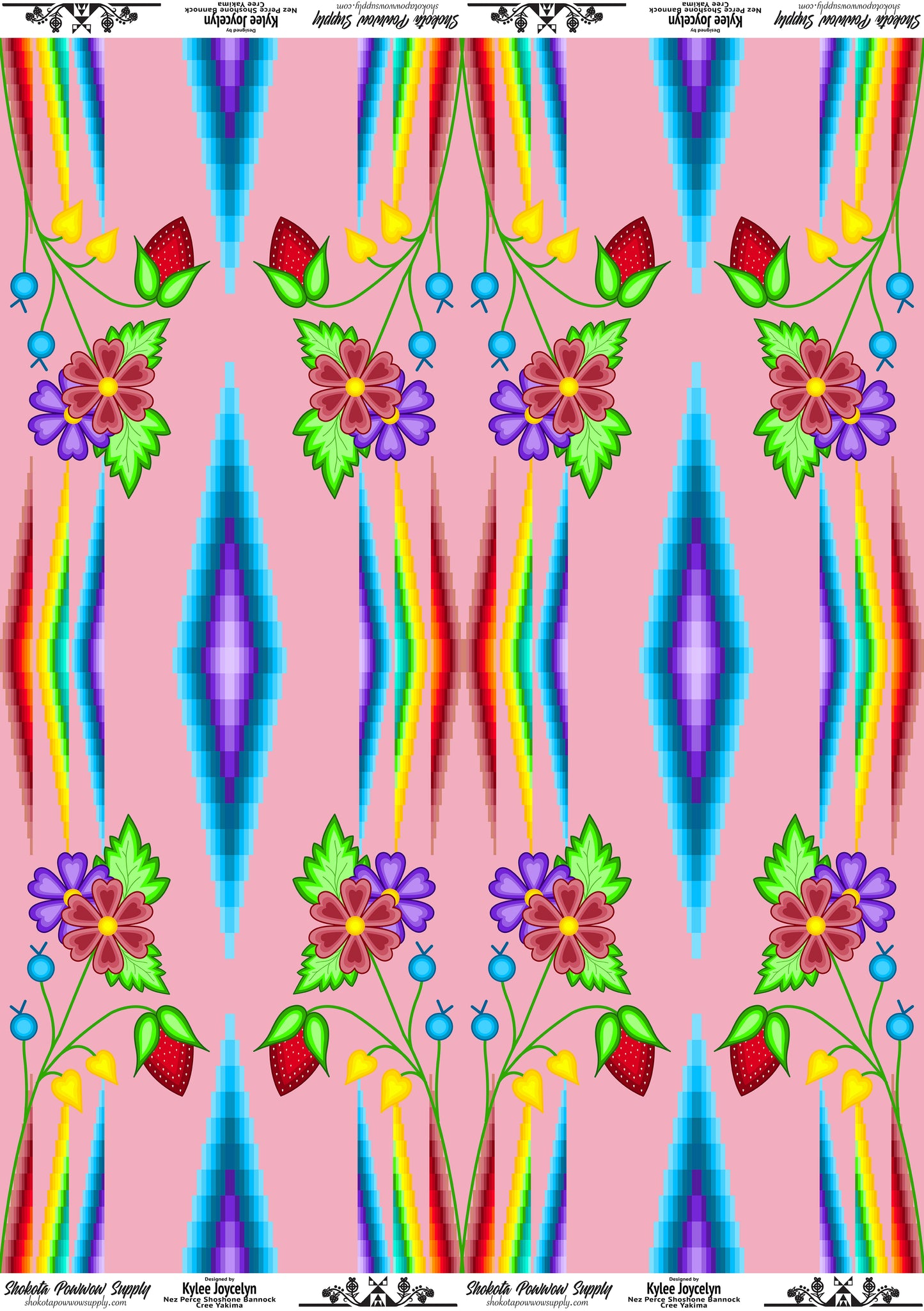 Rainbow Geometric Cotton Fabric by Kylee Joycelyn for Shokota Pow-wow Supply