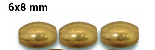 French Oval Brass/Silver Beads- 6x8mm