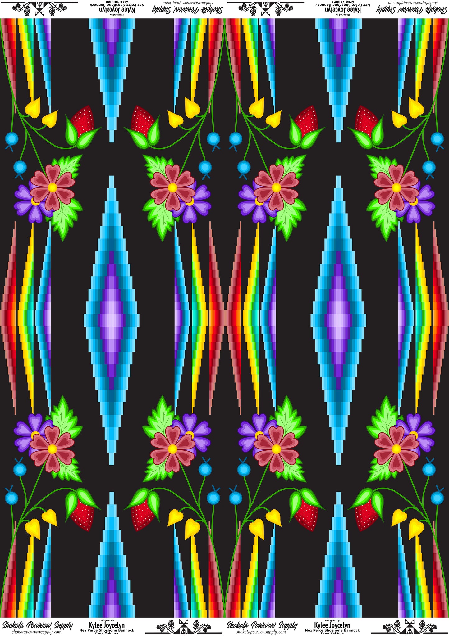 Rainbow Geometric Cotton Fabric by Kylee Joycelyn for Shokota Pow-wow Supply