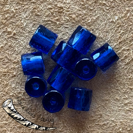 Light Cobalt Blue, "Russian" Facet Beads ~13x13mm (10 count)