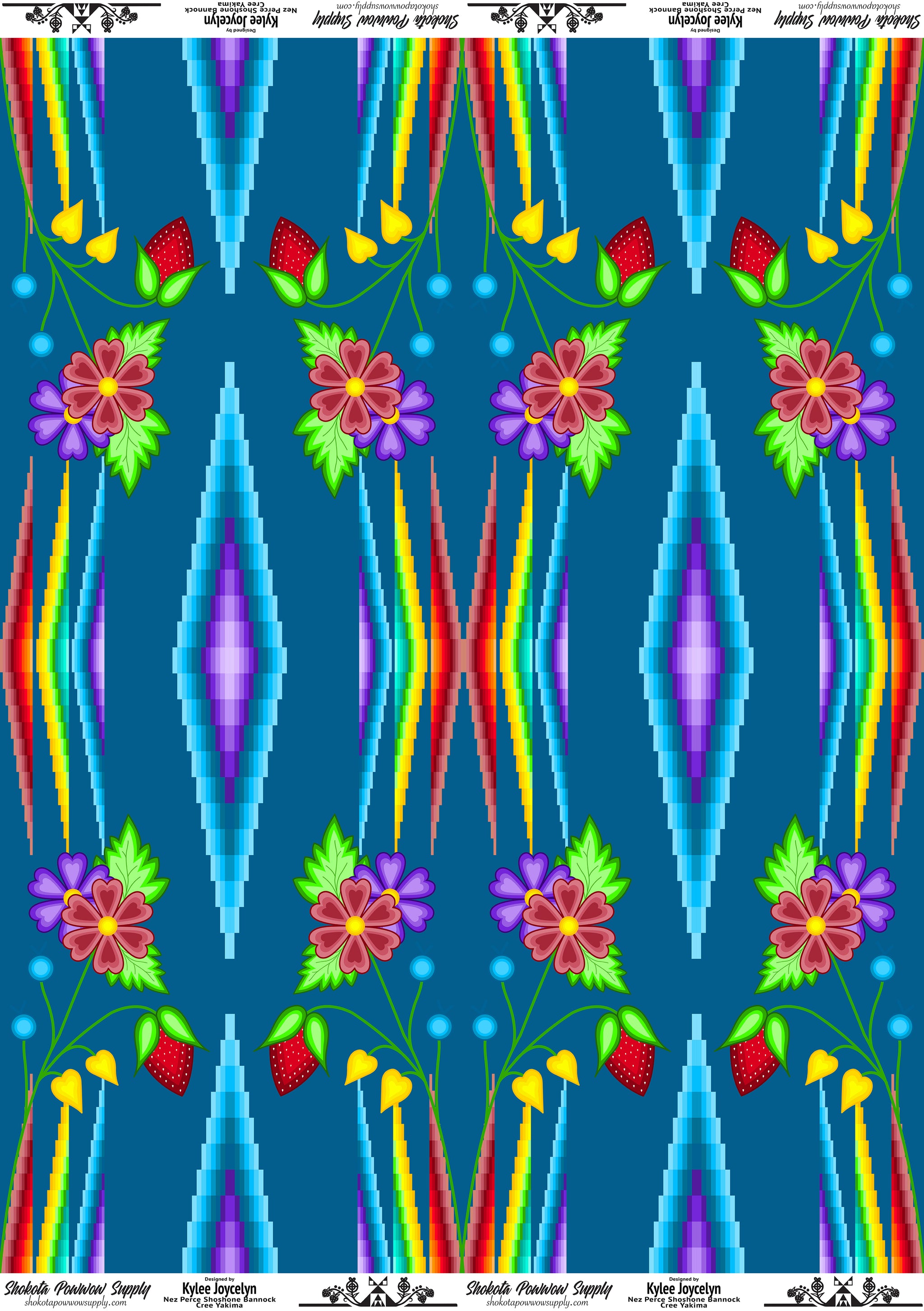 Rainbow Geometric Cotton Fabric by Kylee Joycelyn for Shokota Pow-wow Supply