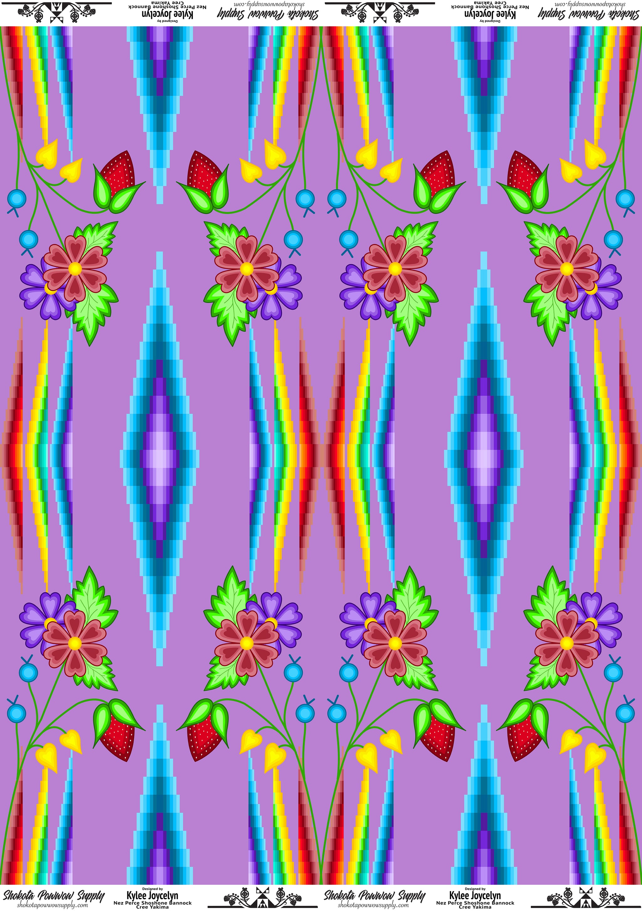 Rainbow Geometric Cotton Fabric by Kylee Joycelyn for Shokota Pow-wow Supply