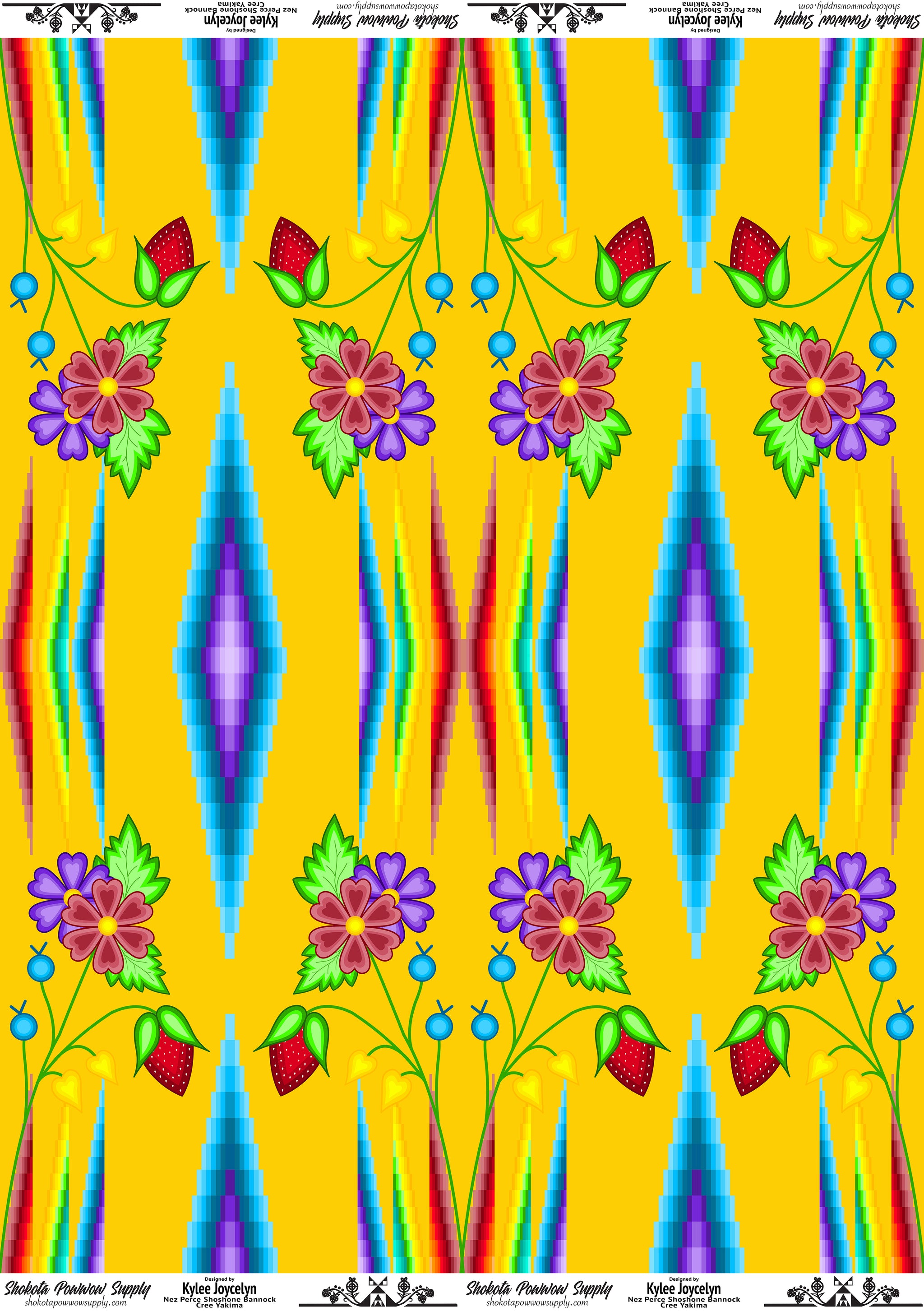 Rainbow Geometric Cotton Fabric by Kylee Joycelyn for Shokota Pow-wow Supply