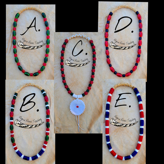 1 of a Kind Necklaces made with Rogue River trade beads.