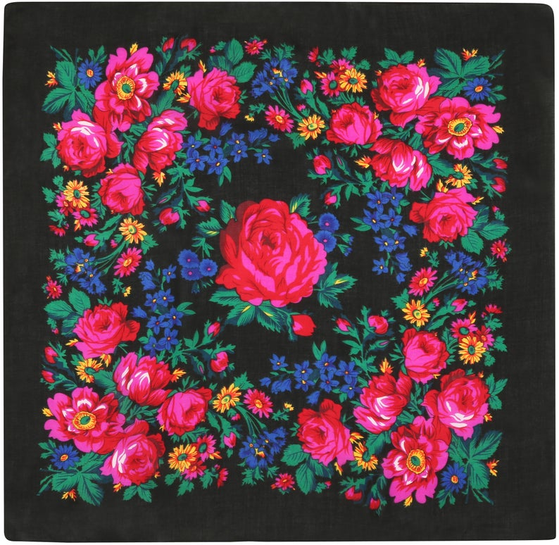 Black 2024 floral scarf