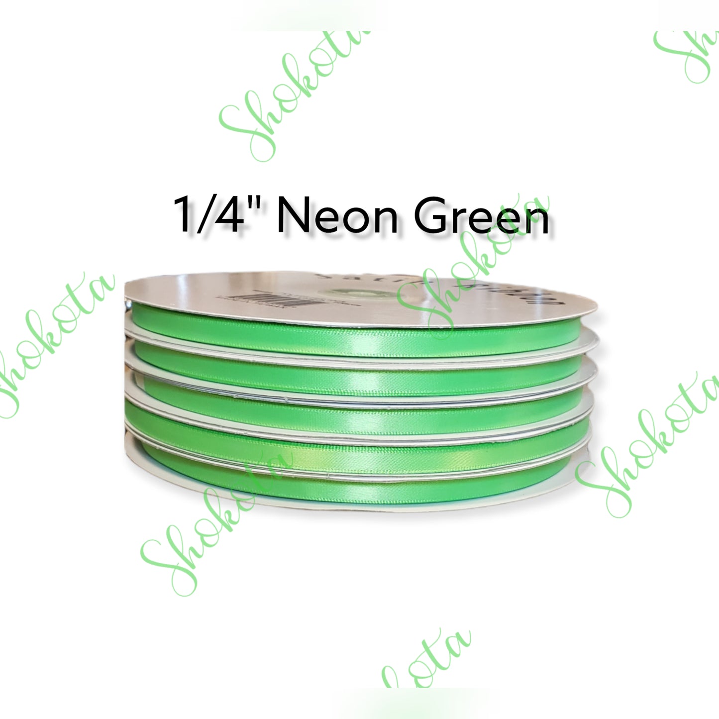 1/4"  Neon Green Satin Ribbon