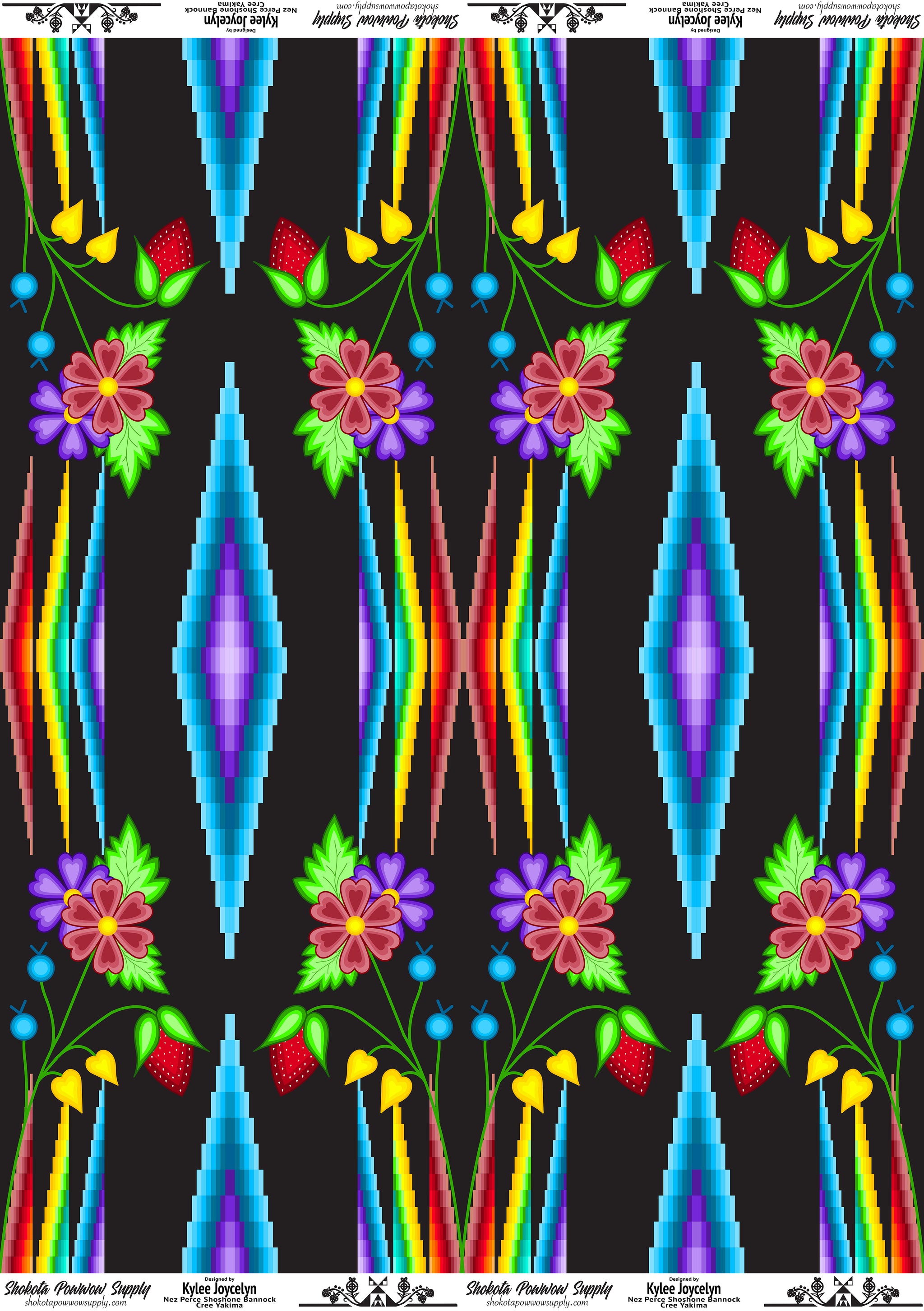 Rainbow Geometric Cotton Fabric by Kylee Joycelyn for Shokota Pow-wow Supply