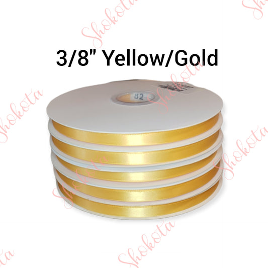 3/8" Yellow Gold Satin Ribbon