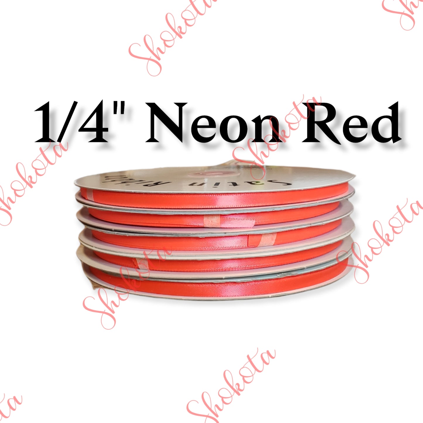 1/4"  Neon Red Satin Ribbon