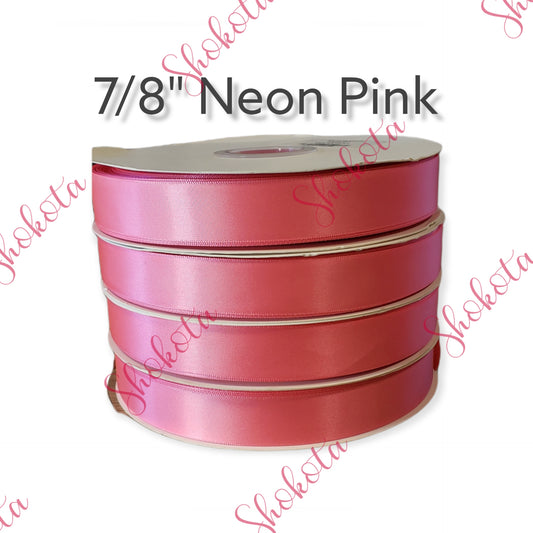 7/8" Neon Pink Satin Ribbon